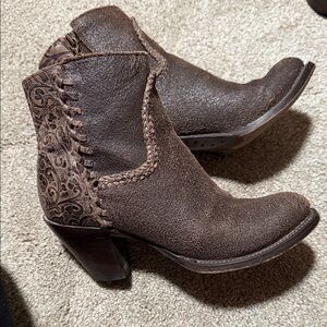 Elegant Brown Patterned Ankle Booties